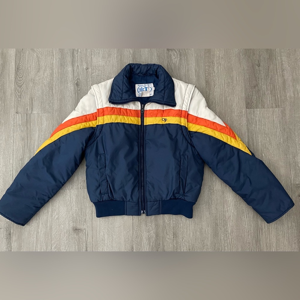 Vintage OP Ocean Pacific Puffer Jacket Vest Size Large Navy Blue